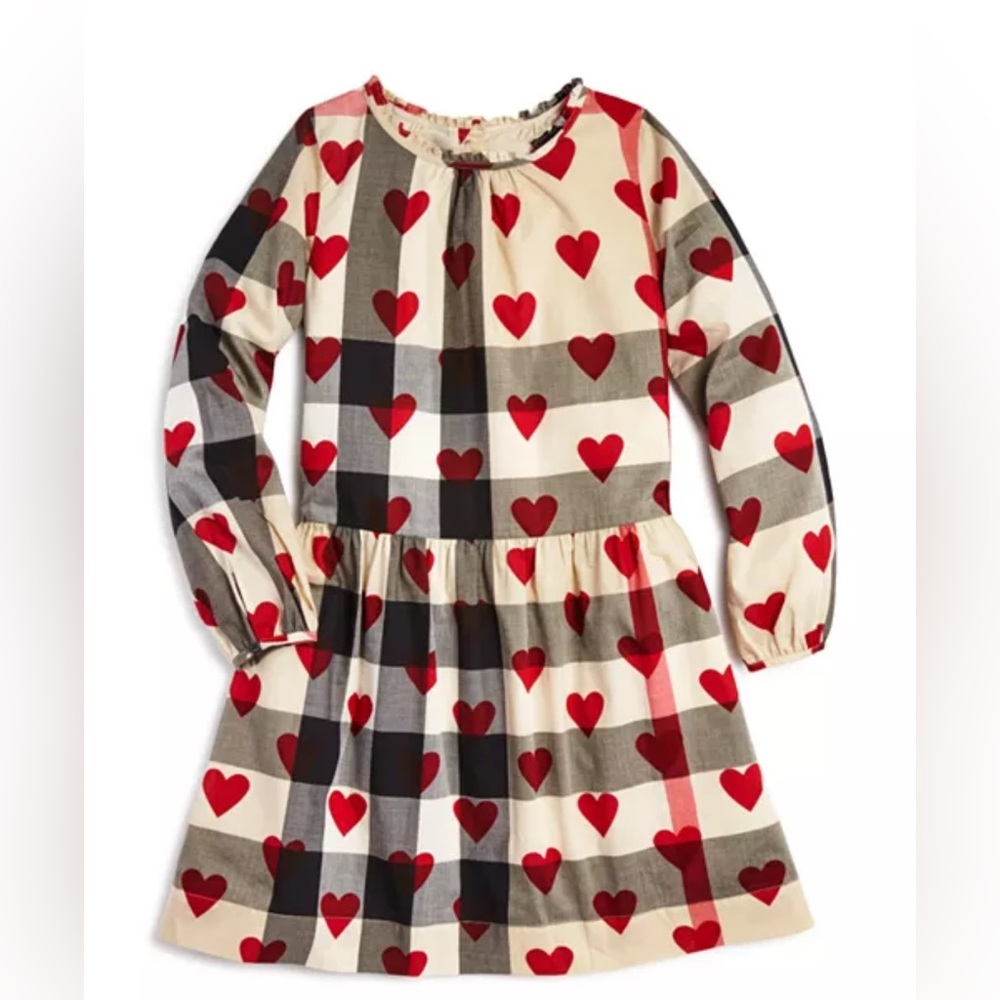 Burberry Kids Philippa Checked Heart Woven Dress Size 12 Luxury Cotton Classic - Picture 11 of 11
